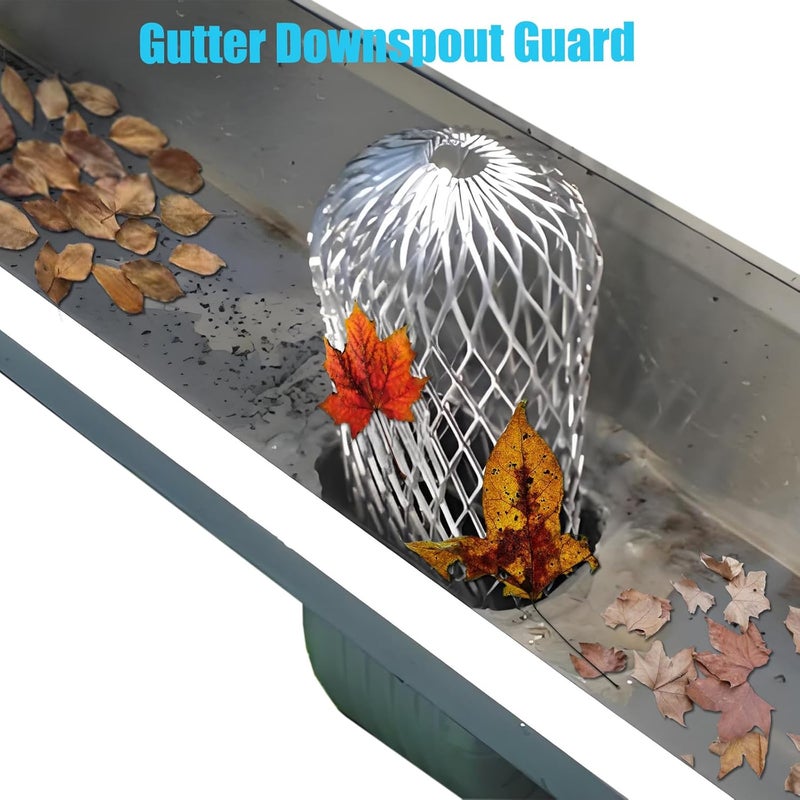 scorking 10 Pack Gutter Downspout Guard, Downspout Guard Filter Strainer 3.5 Inch Aluminium Expandable Mesh, Gutter Screen Cover Protector Stop Leaf Debris and Rodent Blocking (10) - Image 2
